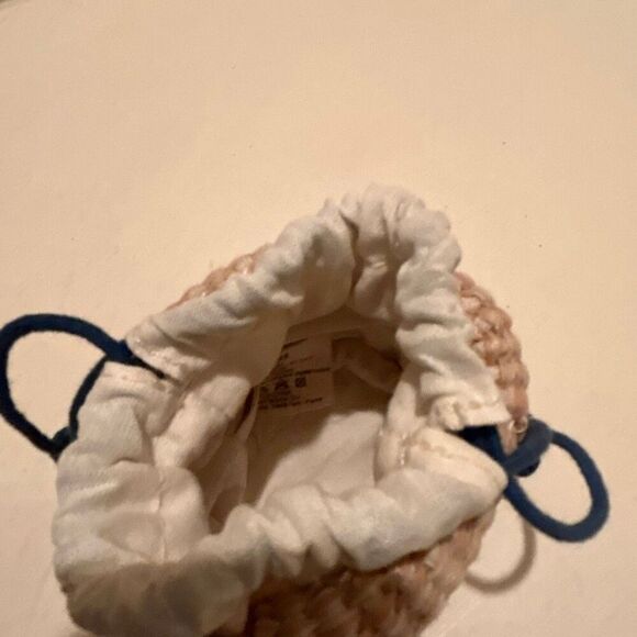 Christian Dior Beauty Mini Raffia Drawstring Top Bag Blue White Logo Coastal - Picture 7 of 10